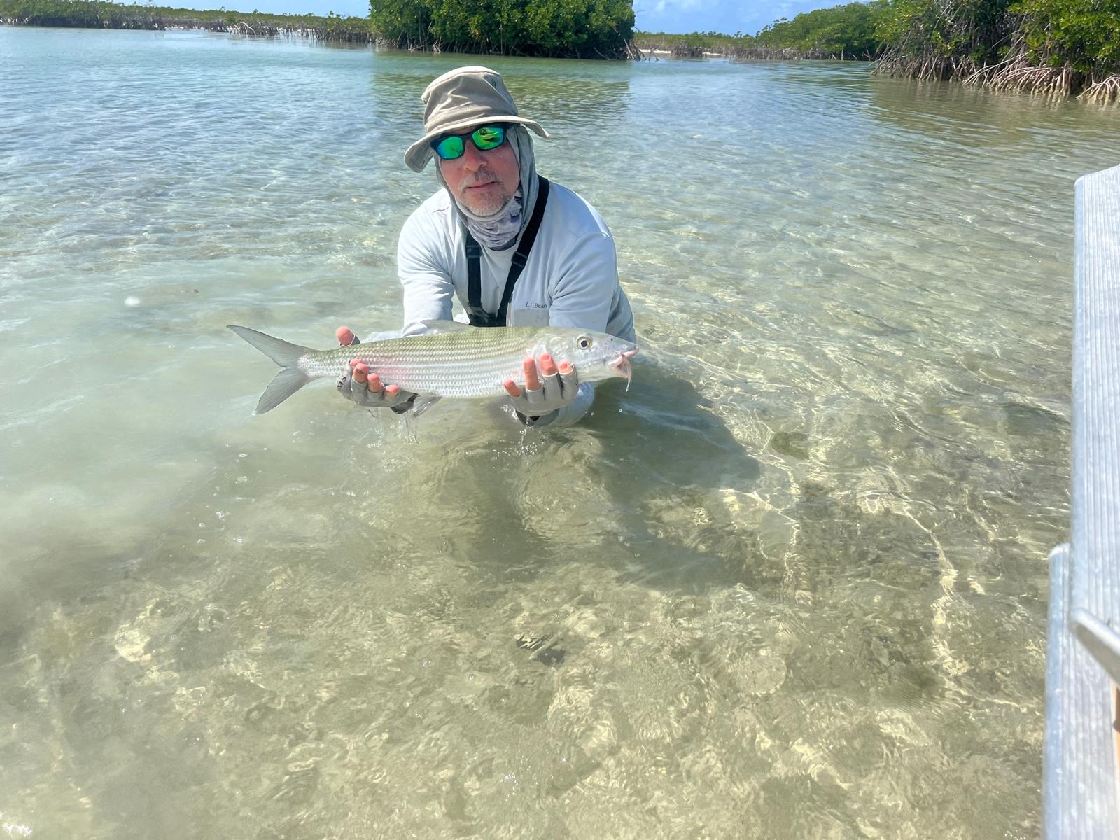 Bob Risica at the end of Middle Caicos with a nice Bonefish on May 4th, 2024